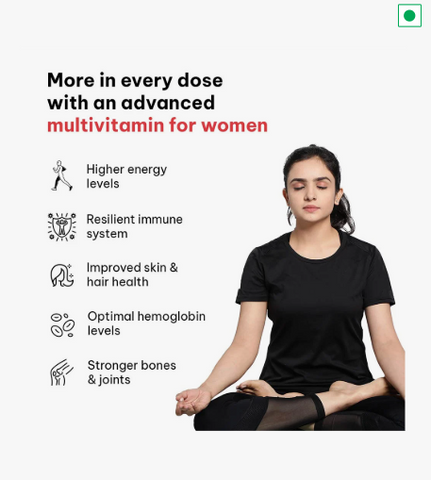 HK Vitals Multivitamin Plus Women (30 قرصًا) | فيتامينات متعددة يومية للنساء | للطاقة، والمفاصل، والبشرة، والشعر