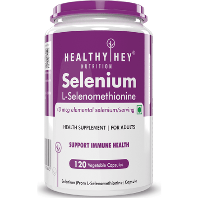 HealthyHey Selenium Capsules - 40mcg, Non-GMO, Superior Absorption, 120 Vegetarian Capsules