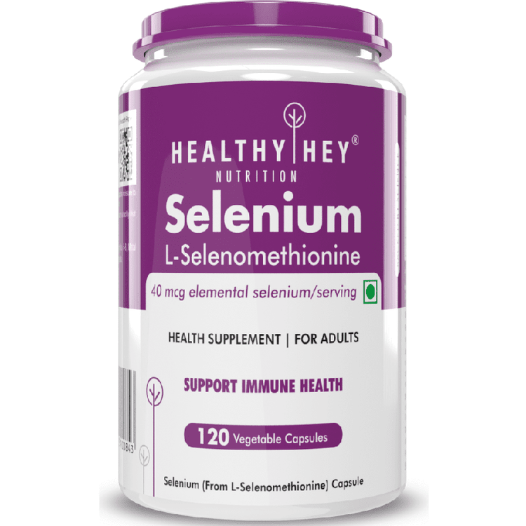 HealthyHey Selenium Capsules - 40mcg, Non-GMO, Superior Absorption, 120 Vegetarian Capsules