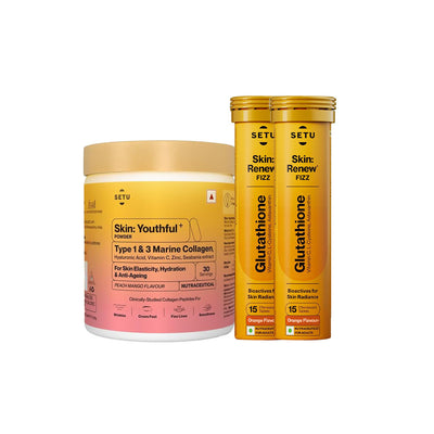 SETU Skin Rejuvenation Combo: Marine Collagen Powder + Glutathione Tablets