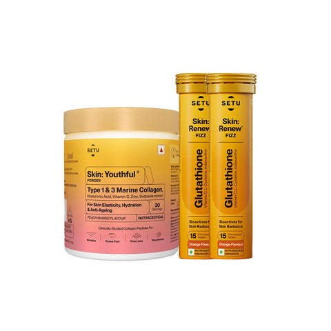 SETU Skin Rejuvenation Combo: Marine Collagen Powder + Glutathione Tablets