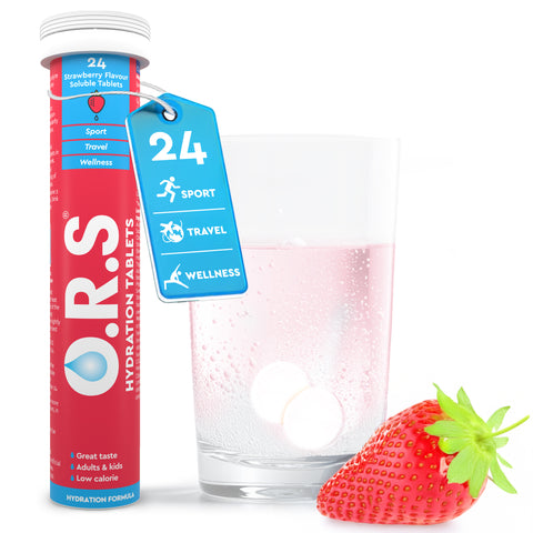 O.R.S Hydration for Kids, Natural Strawberry Electrolyte Tablets for Everyday Hydration & Wellness - 24 Tablets
