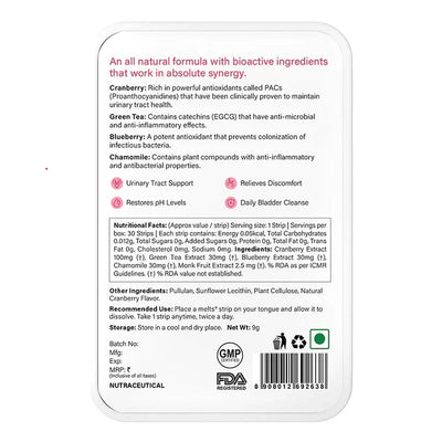 Wellbeing Nutrition Melts UTI Relief - Cranberry Fusion Flavour Oral Strips - Image 6