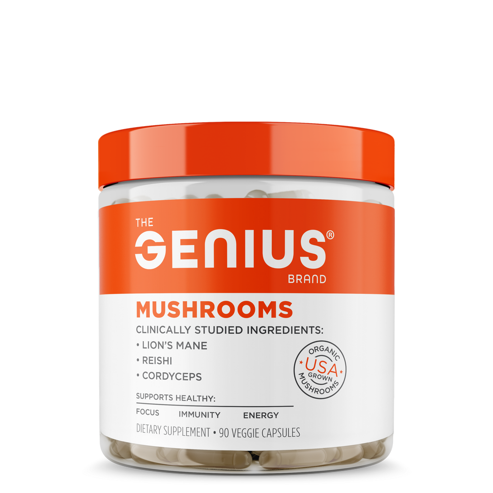 The Genius Brand Mushrooms Capsules - Herbal & Ayurvedic, 30 Servings, 90 Count