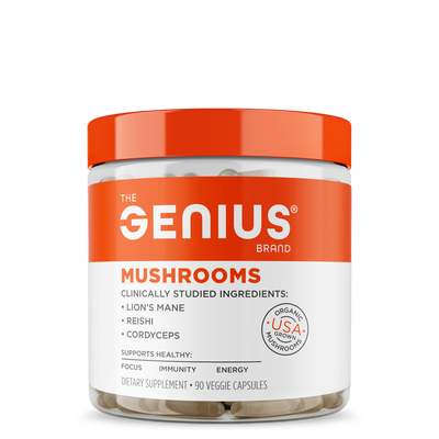 The Genius Brand Mushrooms Capsules - Herbal & Ayurvedic, 30 Servings, 90 Count