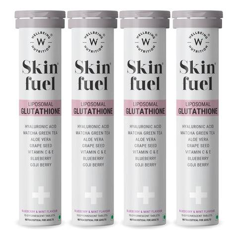 أقراص فوارة من Wellbeing Nutrition Skin Fuel مع الجلوتاثيون والكولاجين لبشرة مشرقة