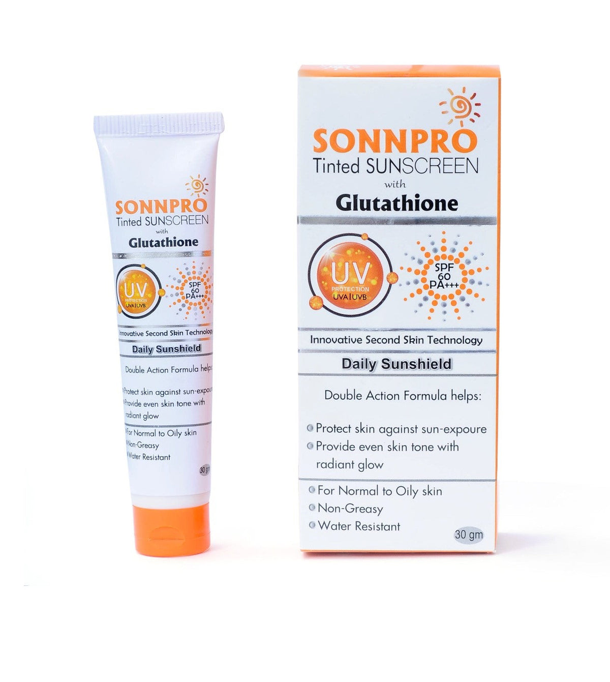 SONNPRO Tinted Sunscreen with Glutathione - SPF Protection - 50ml