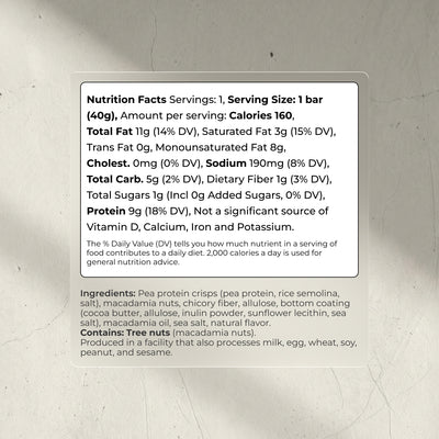 Blueprint Macadamia Protein Bar - White Cocoa Butter - 9g Protein, No Added Sugar, 12 Bars