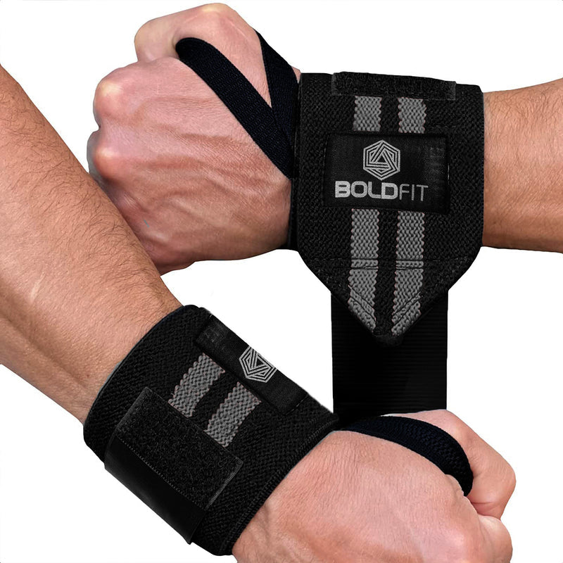 Boldfit Wrist Band Support Grey Black with 2 Stripes