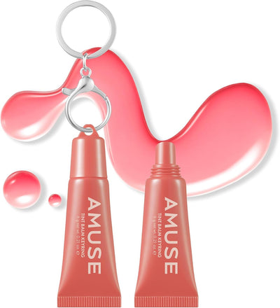 AMUSE Care Tint Lip Balm Keyring | Hydrating Lip Balm + Keyring, Rice Extract & Multi-Peptide Complex, Korean Vegan Makeup | 0.21 oz (04 WATERMELON)