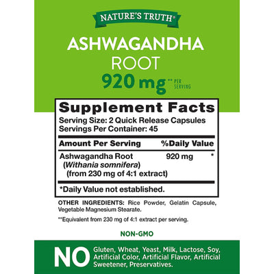 Nature's Truth Ashwagandha Capsules 920 mg - 90 Capsules - Image 2