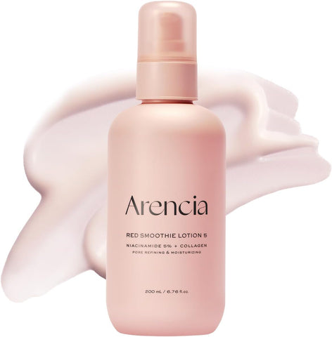 ARENCIA Red Smoothie Lotion 5, Face Moisturizer with Niacinamide 5%, Collagen, Peptide Complex, Hydrating Skin Care, 6.76 fl oz