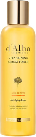 d'Alba Vita Toning Brightening Serum Toner Glow-Boosting Vitamin Toner with White Truffle, Niacinamide & Glutathione for Bright, Even Skin Tone, Moisturizing, Vegan formula 180ml