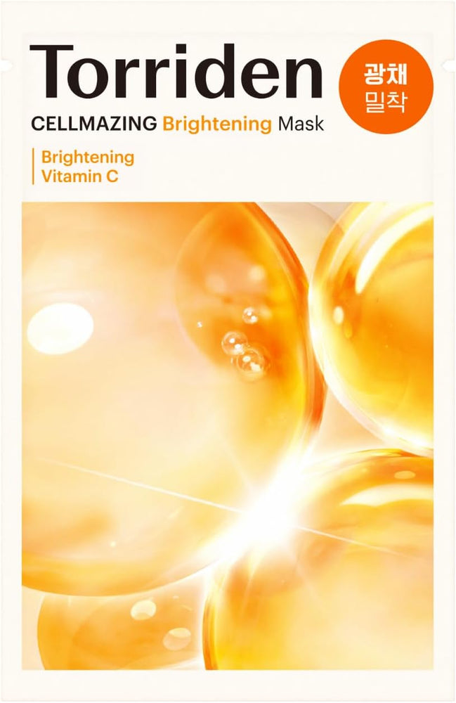 Torriden Cellmazing Vita C Brightening Sheet Mask 1 Pc - 5D Vitamin C Complex, Hydrating Hyaluronic, Dark Spot Correcting Glow Care with Panthenol & Allantoin