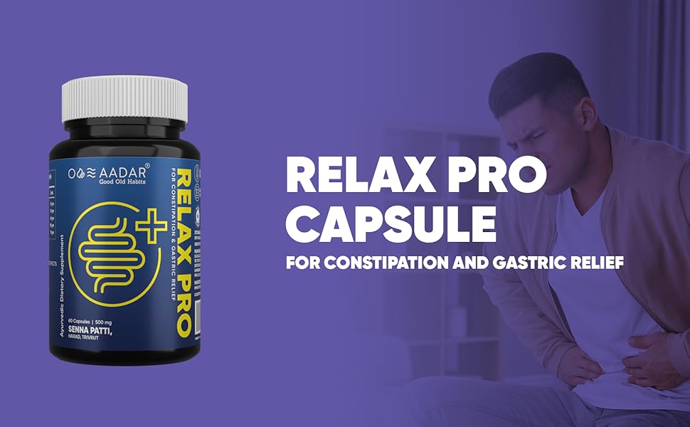 Aadar Relax Pro Capsules for Constipation & Gastric Relief - 60 Count - 1