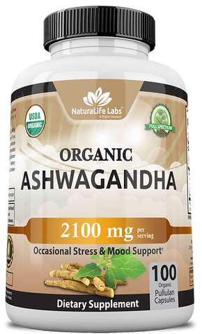 NaturaLife Lab Organic ashwagandha 2,100 mg per serving 100 veggie caps