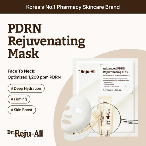 Dr.Reju-All Advanced PDRN Rejuvenating Mask – Face & Neck Korean Sheet Mask with 1,200ppm PDRN, Collagen & Copper Peptides – Hydrating & Soothing, Skin Repair (36g x 4EA) - Image 2