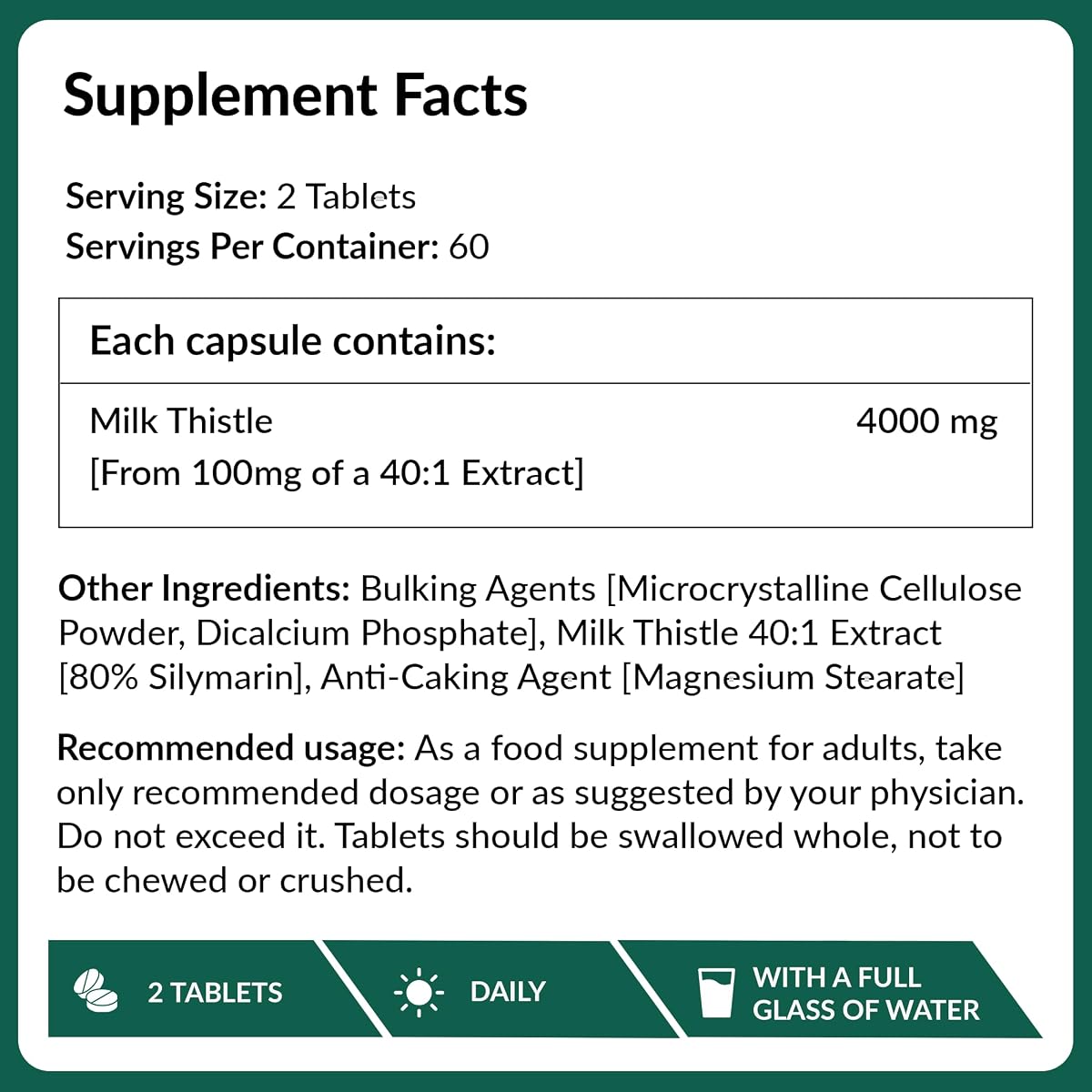 Ambrosial Milk Thistle Tablets - High Strength Liver Support 4000mg - 120 Tablets
