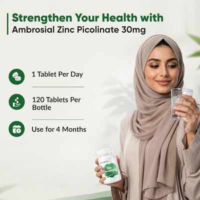 Ambrosial Zinc Picolinate 30mg Vegan Capsules - 120 Count