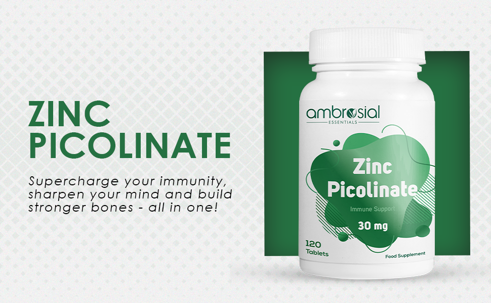 Ambrosial Zinc Picolinate 30mg Vegan Capsules - 120 Count - 1