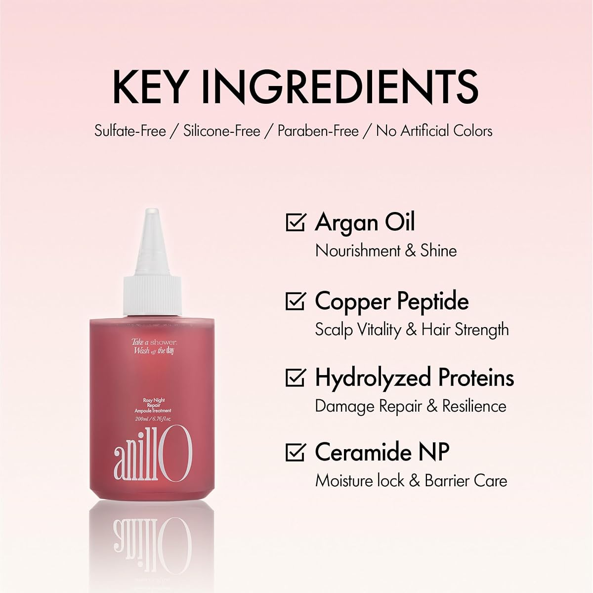 ANILLO Rosy Night Hair Ampoule Treatment - Water-to-Cream Formula, 200ml