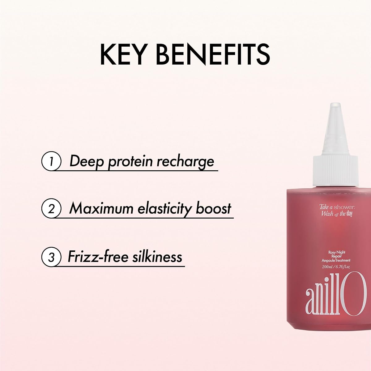 ANILLO Rosy Night Hair Ampoule Treatment - Water-to-Cream Formula, 200ml