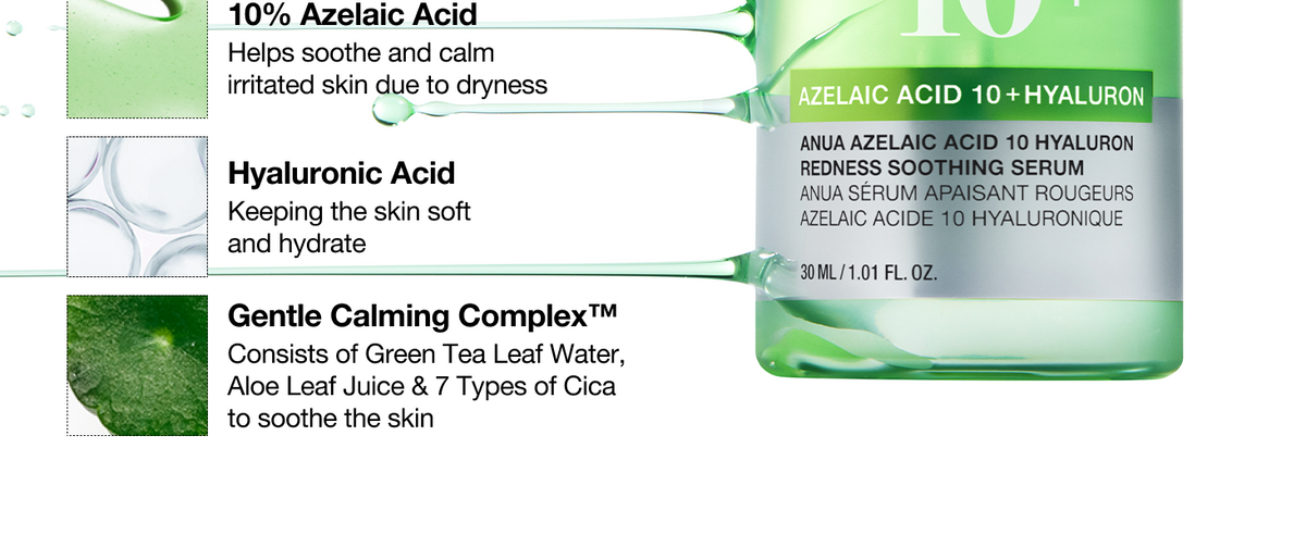Anua Azelaic Acid 10% Hyaluron Redness Soothing Face Serum, 30ml - 3