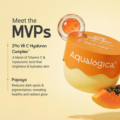 AQUALOGICA Glow+ Hydra Gel Moisturiser - Vitamin C & Papaya - 100g