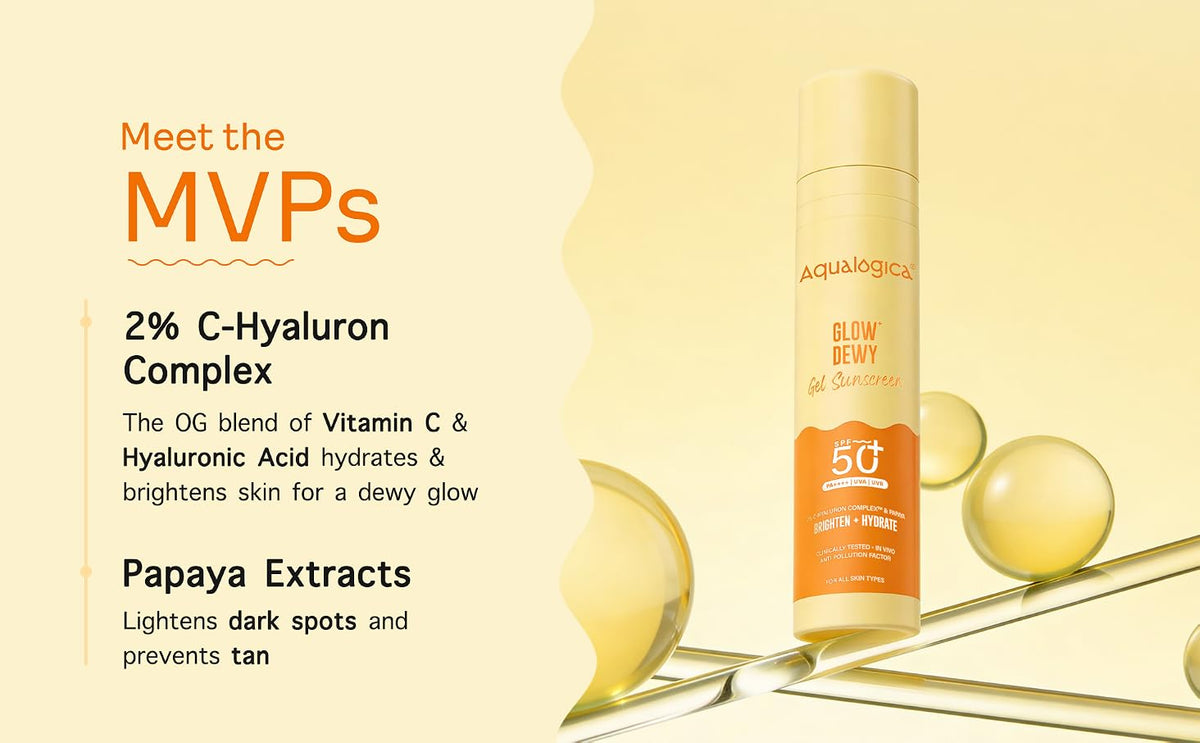 AQUALOGICA Glow+ Dewy Sunscreen SPF 50 with Vitamin C, 50g - 4