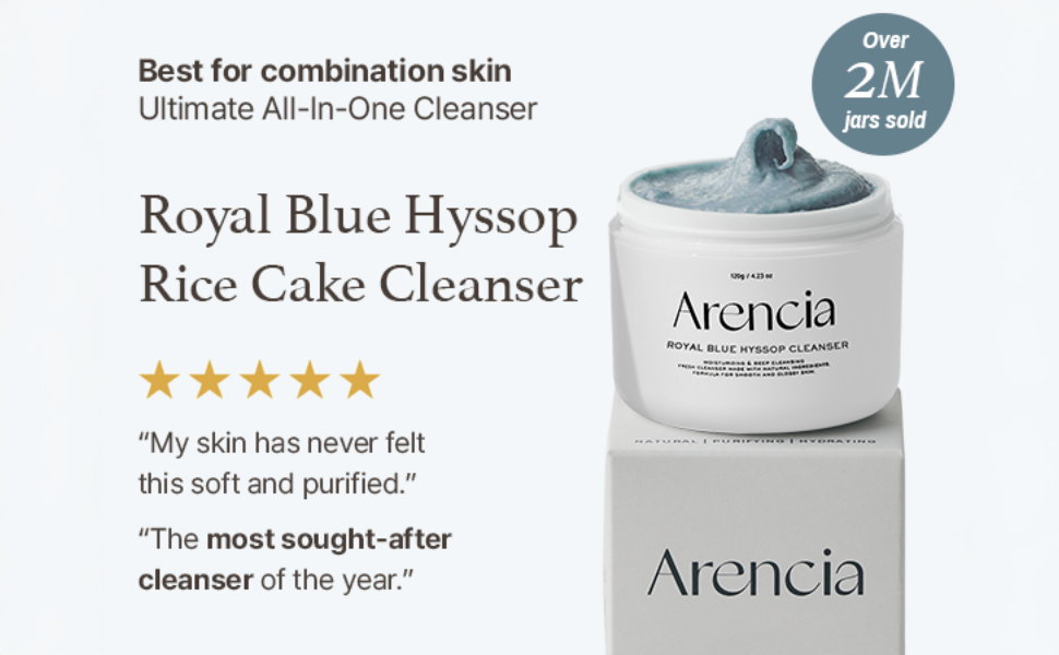 Arencia Fresh Blue Hyssop Rice Mochi Face Cleanser - Exfoliating Scrub 120g - 1