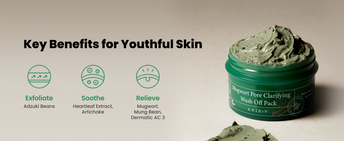 AXIS-Y Mugwort Pore Clarifying Wash Off Pack - Face Mask & Exfoliator, 50ml - 2