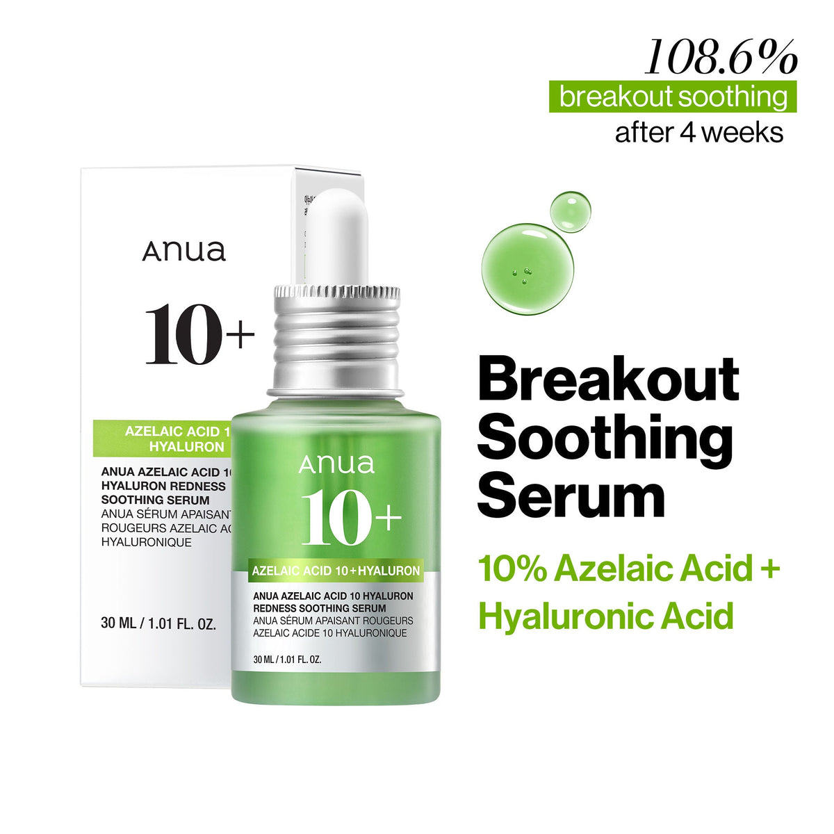 Anua Azelaic Acid 10% Hyaluron Redness Soothing Face Serum, 30ml - Image 2