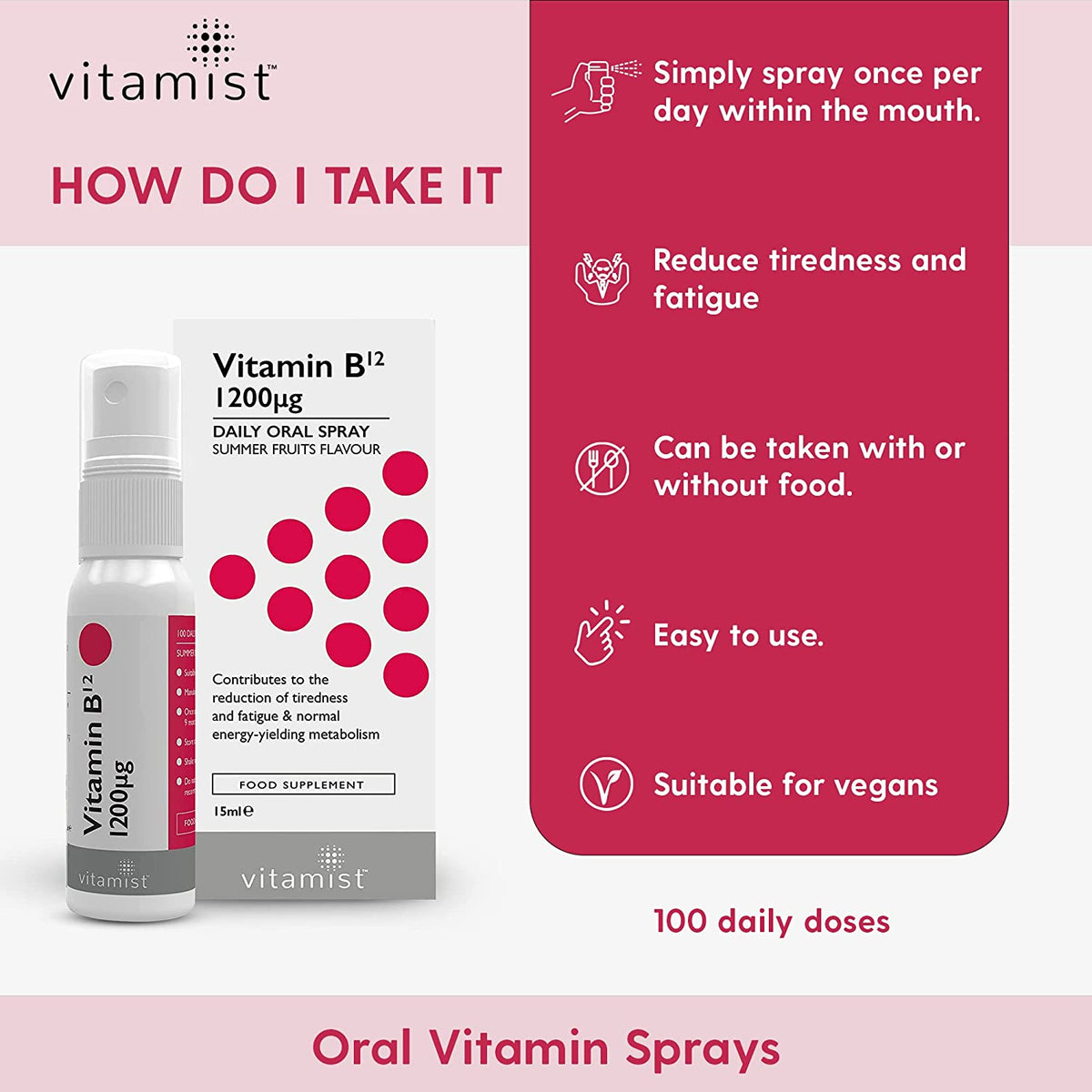 Vitamist Vitamin B12 Spray 1200ug, 13.3ml - Image 3