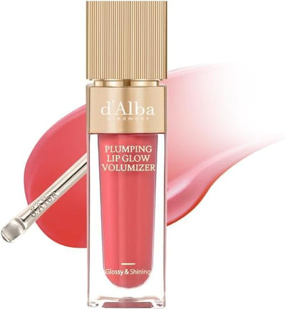 d'alba Piedmont Plumping Lip Glow Mood Volumizer, Hydrating Lip Plumper with Vegan Ceramide & Vitamin C & E, Fuller Lips, Volumizing Lip Gloss, Glowy Finish, Posh Rose (4 Colors) (5ml.)