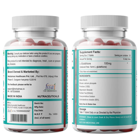 Herbal max L Glutathione 100mg 60 Tablets
