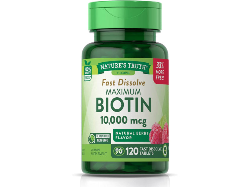 Nature's Truth Biotin Tablets 10,000mcg, 120 Tablets - Vitamins & Minerals