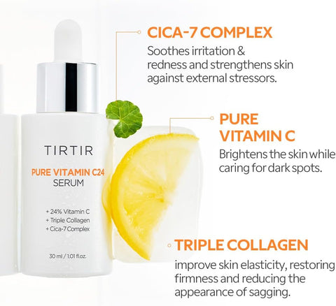 TIRTIR Pure Vitamin C 24% Face Serum – Dark Spot Remover for Sensitive Skin with Collagen Anti Aging Even out Skin Tone Non irritation tested, Wrkinkles, Korean Mild Vita C Facial Serum 1.01 Fl Oz - Image 7