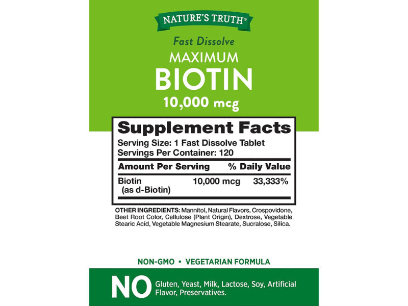 Nature's Truth Biotin Tablets 10,000mcg, 120 Tablets - Vitamins & Minerals - Image 2