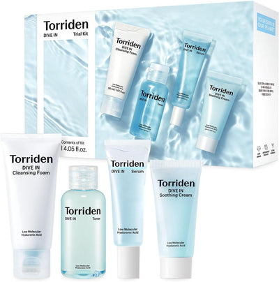 Torriden Dive-in Hyaluronic Acid Trial Kit - Face Skin Care Set - Cleansing, Toning, Hydrating & Soothing - Unisex - All Skin Types