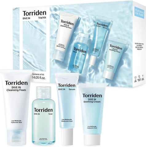 Torriden Dive-in Hyaluronic Acid Trial Kit - Face Skin Care Set - Cleansing, Toning, Hydrating & Soothing - Unisex - All Skin Types