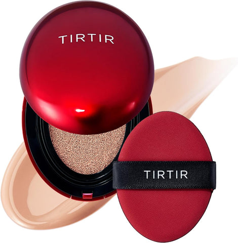 TIRTIR Mask Fit Red Cushion Foundation | Japan's No.1 Choice for Glass skin, Long-Lasting, Lightweight, Buildable Coverage, Semi-Matte (22C Peach Beige, 18g (Pack of 1))
