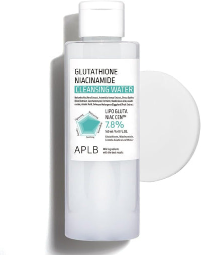 APLB Glutathione Niacinamide Cleansing Water | LIPO GLUTA NIAC CEN™ 7.8% 5.41 FL.OZ/Korean Skincare, Makeup remover for sensitive skin, Deep Hydration, Pore care