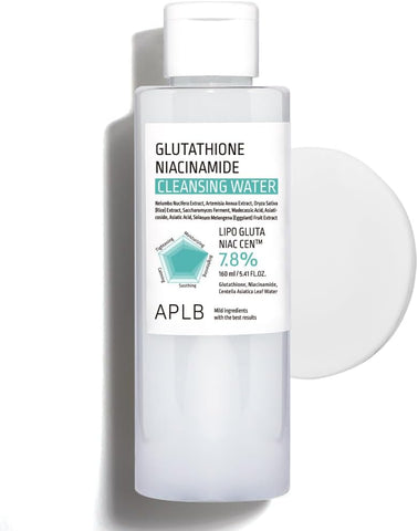 APLB Glutathione Niacinamide Cleansing Water | LIPO GLUTA NIAC CEN™ 7.8% 5.41 FL.OZ/Korean Skincare, Makeup remover for sensitive skin, Deep Hydration, Pore care
