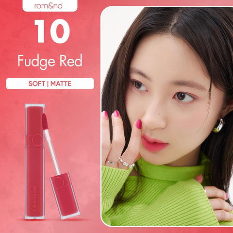 rom&nd Blur Fudge Tint | 10 FUDGE RED | Velvety Matte Lip & Cheek Stain | Non-Drying, Long-Lasting K-Beauty Lip Color 5g - Image 2