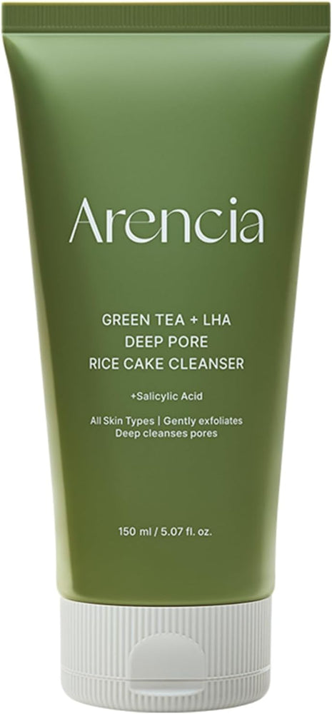 ARENCIA Salicylic Acid, Green Tea + LHA Deep Pore Rice Cake Cleanser – Deep Pore Cleansing, Acne Face Wash, Blackhead Remover, 5.07 fl oz