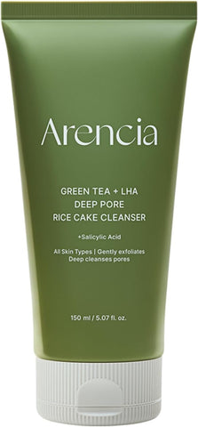 ARENCIA Salicylic Acid, Green Tea + LHA Deep Pore Rice Cake Cleanser – Deep Pore Cleansing, Acne Face Wash, Blackhead Remover, 5.07 fl oz