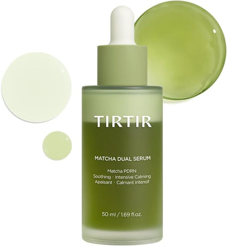 TIRTIR Matcha Dual Serum | Irritated Red Skin Relief & Glass Glow with 20,000ppm Vegan Matcha PDRN, 5% Niacinamide, Hydrating Non-Sticky Korean Face Serum for Sensitive & Acne-Prone Skin