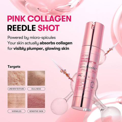 VT COSMETICS Pink Reedle Shot 100, Collagen Microneedling Serum, Firming & Elasticity, 500Da Collaagen Extract, Soft & Glass Skin, Pink Collaagen Serum, Korean Skin Booster 1.69Fl Oz(50ml) - Image 2