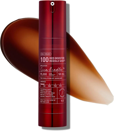 VT COSMETICS Red Booster Reedle Shot 100, Microneedling Serum with Dragon’s Blood, Exosome, Soothing Relief Serum for Irritated, and Sun-Stressed Skin, Scalp Care, Korean Skincare 1.69 fl oz (50ml)