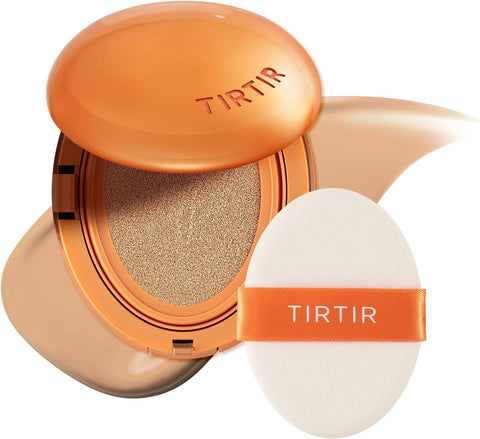 TIRTIR Mask Fit Ai Filter Cushion Foundation | AI-Like Semi-Matte Finish - Up to 72-Hour Medium to Full Coverage Korean BB Cushion Make up Beauty, #25N Mocha, 0.63 Fl Oz